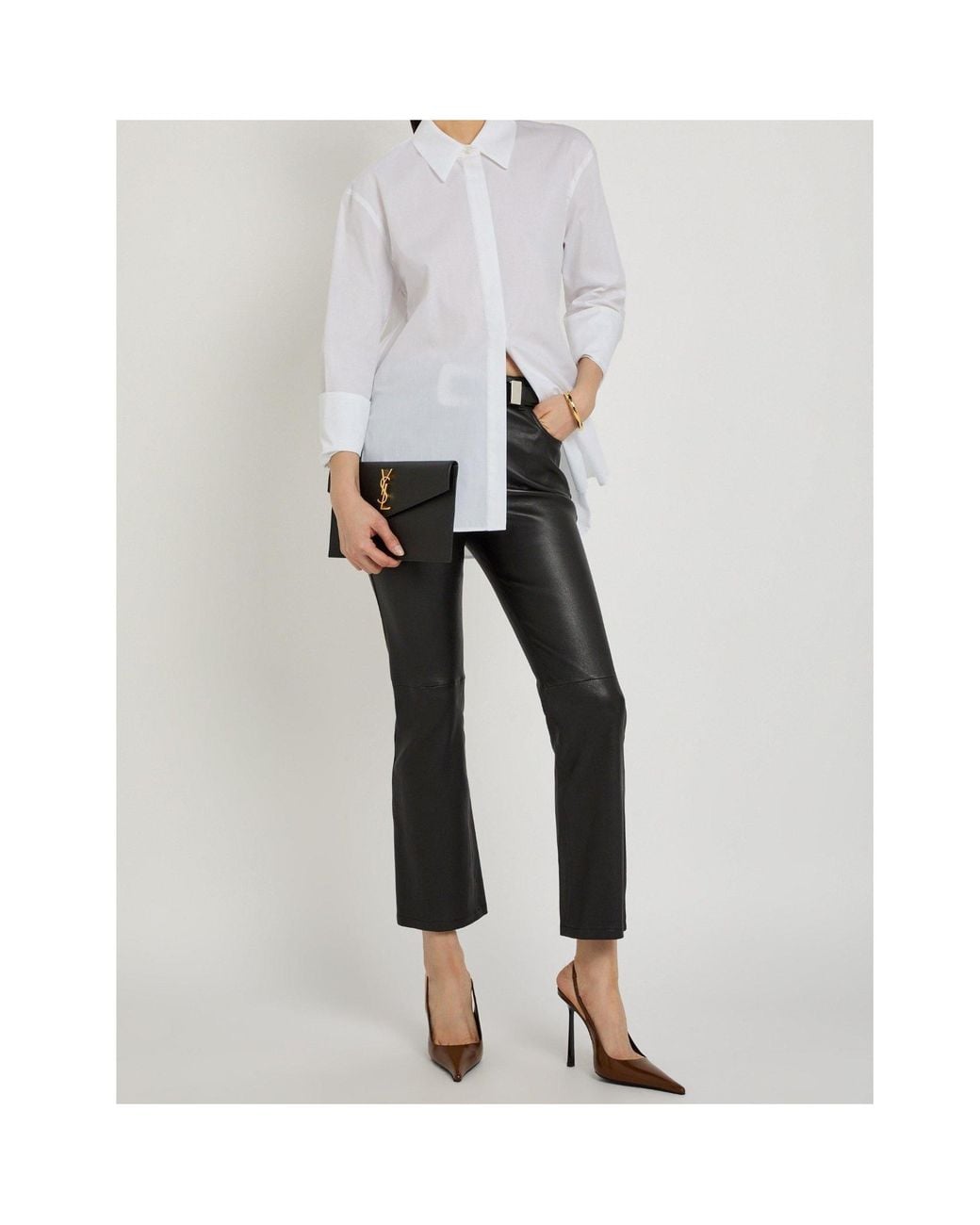 Joseph White Pointed Collar Long-Sleeved Shirt