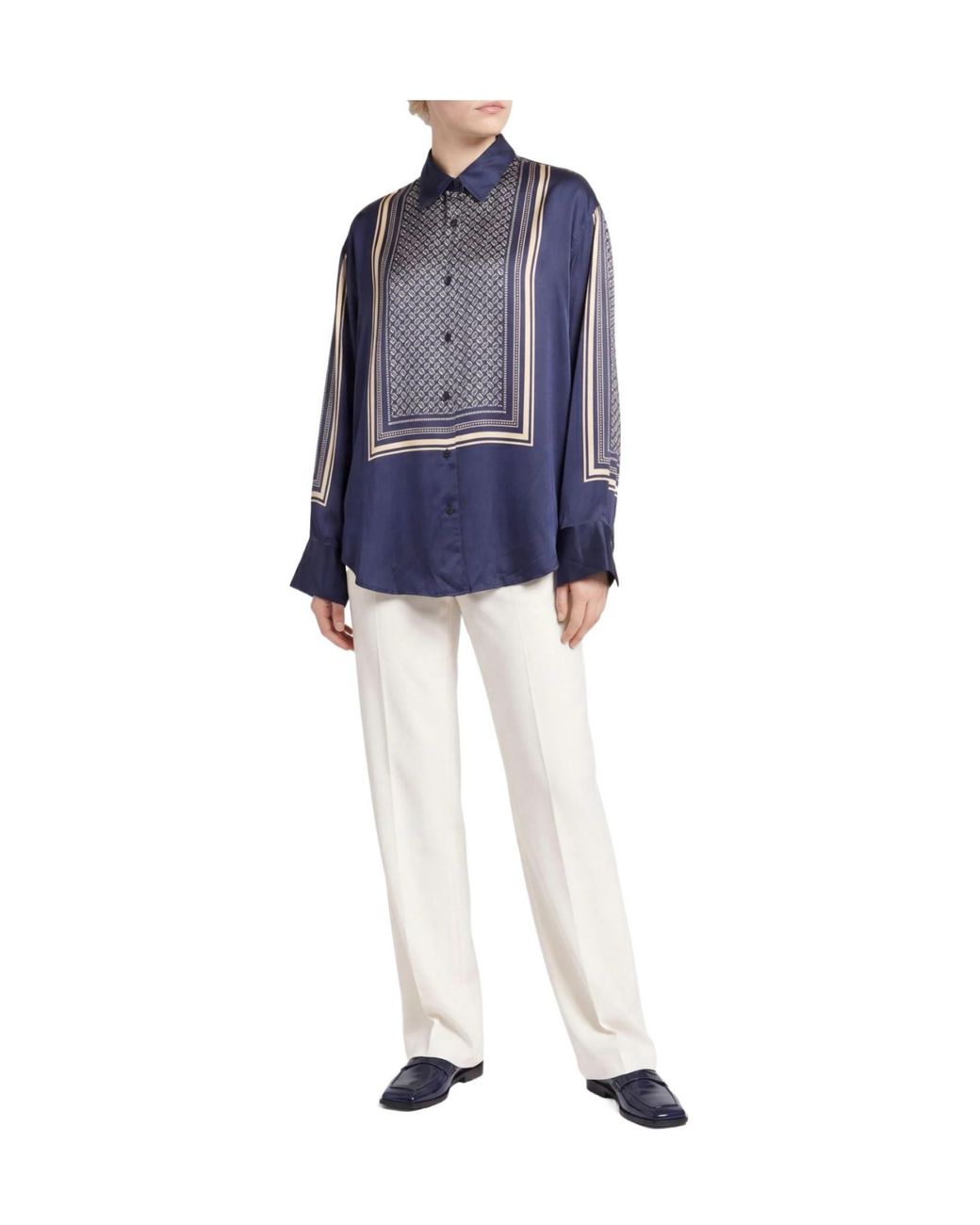 Rag & Bone Blue Two-Tone Satin Shirts
