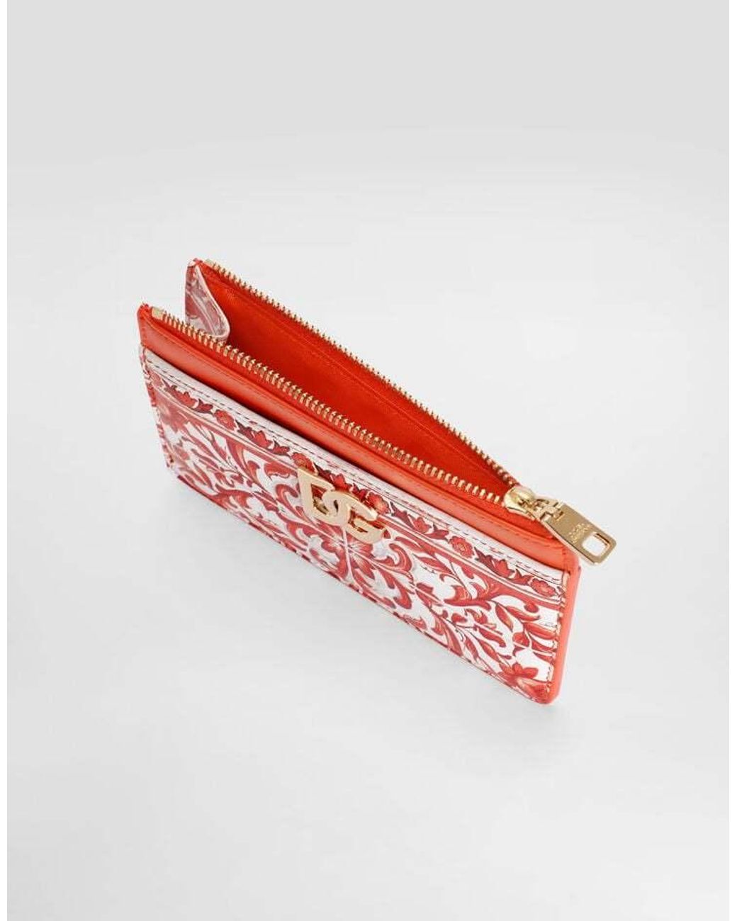 Dolce & Gabbana Red Majolica Printed Card Case