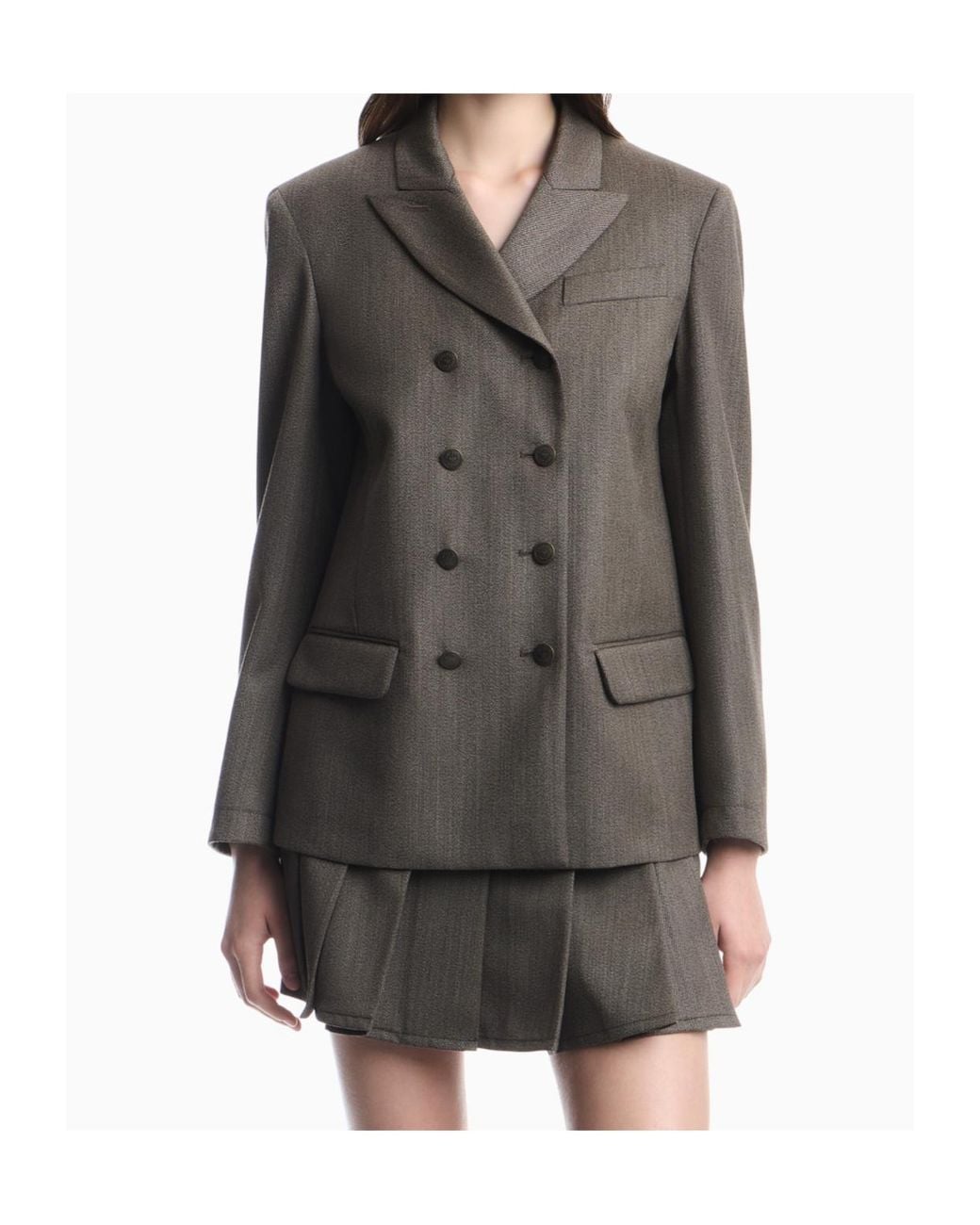 Emporio Armani Gray Double-Breasted Virgin Wool Blazer