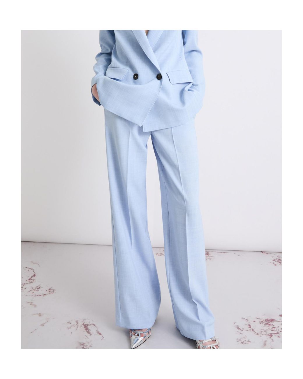 Marella Blue Casual Pants With Belt Loops