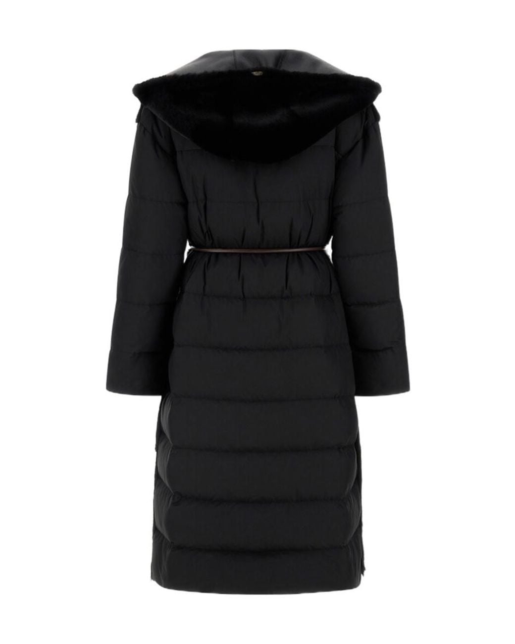 Herno Black Quilted Hooded Coat