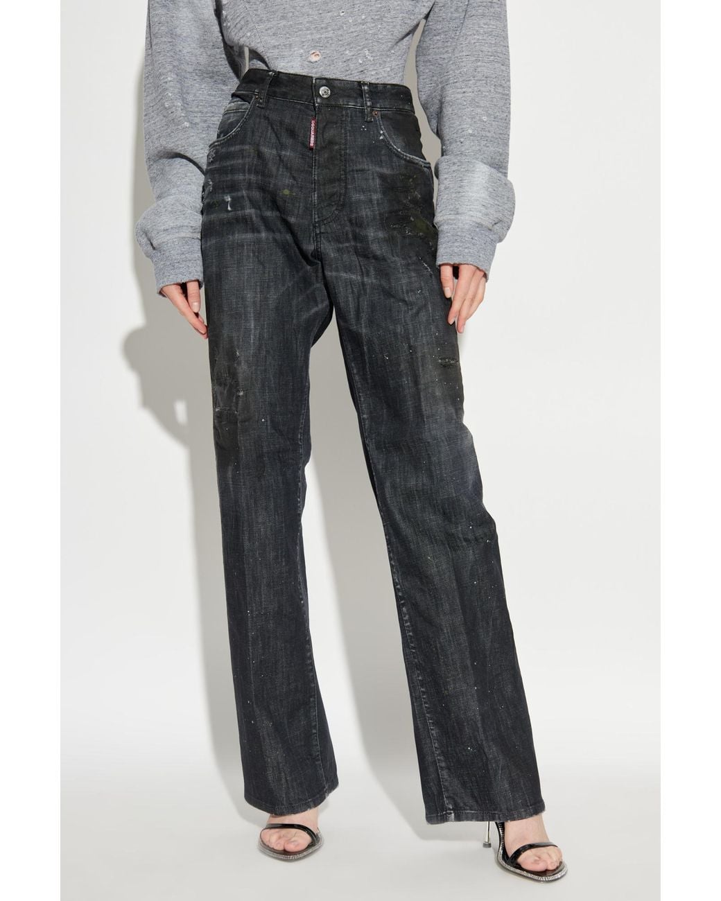 DSquared² Gray San Diego Straight-Leg Distressed Jeans