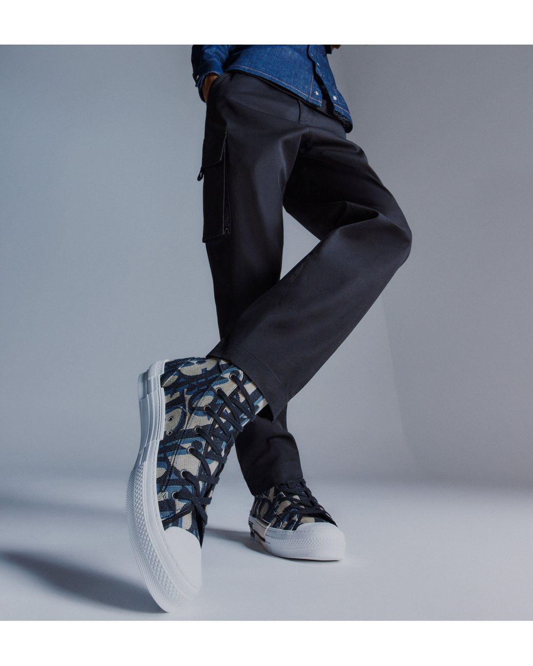 Dior Blue Homme B23 High-Top Sneakers for men