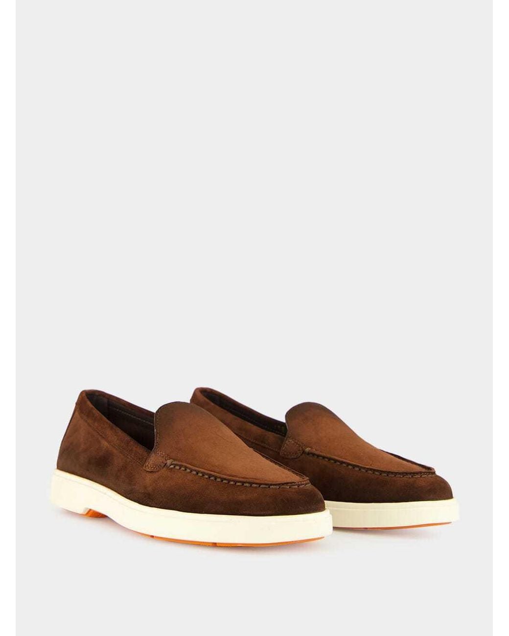 Santoni Brown Suede Loafers