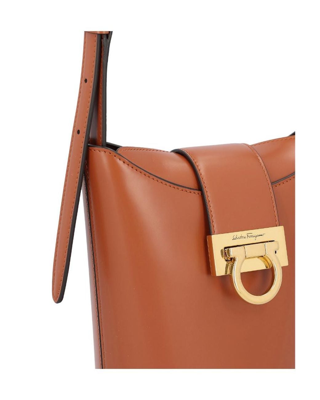 Ferragamo White Trifolio Shoulder Bucket Bag