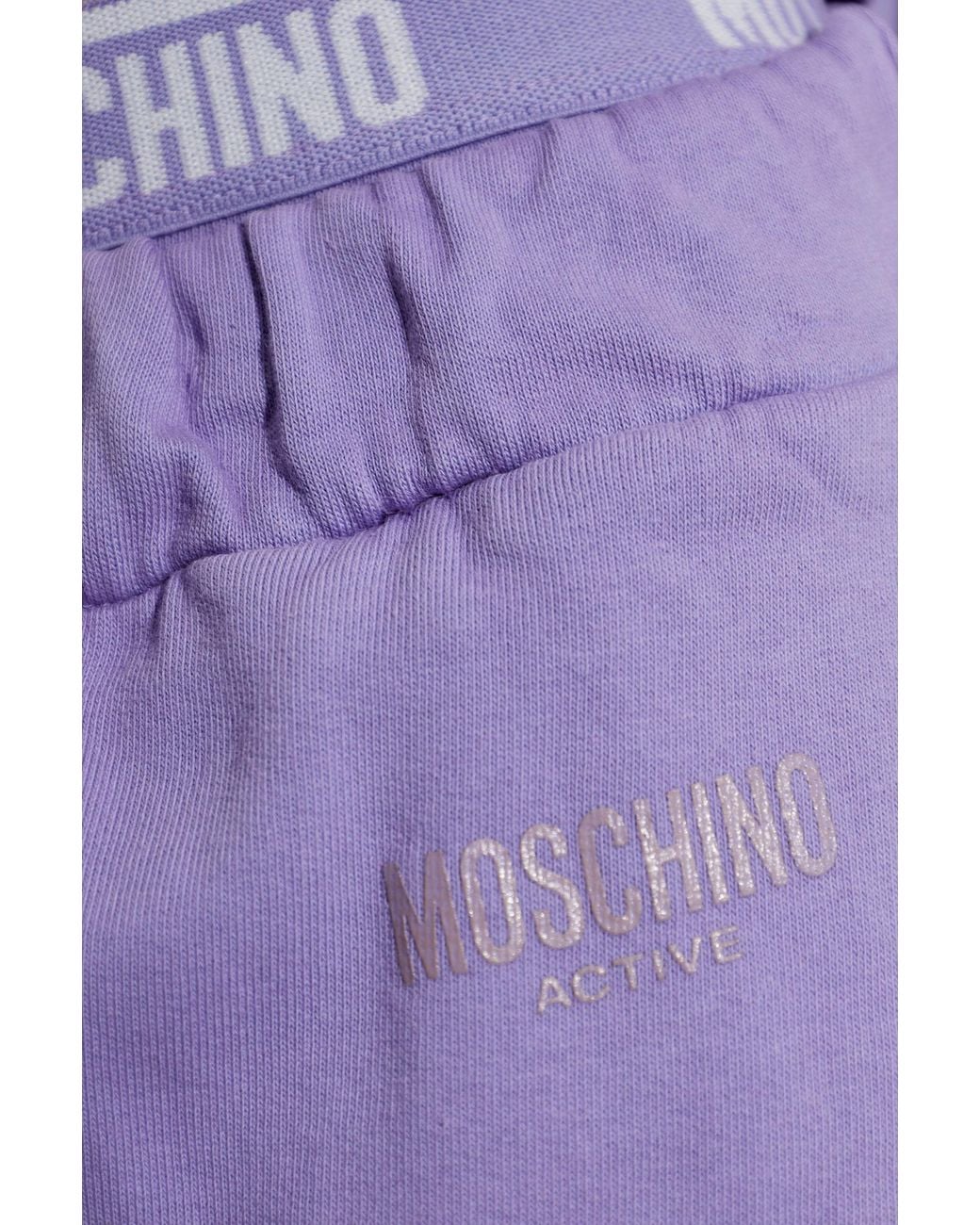 Moschino Purple Logo Waist Bermuda Shorts