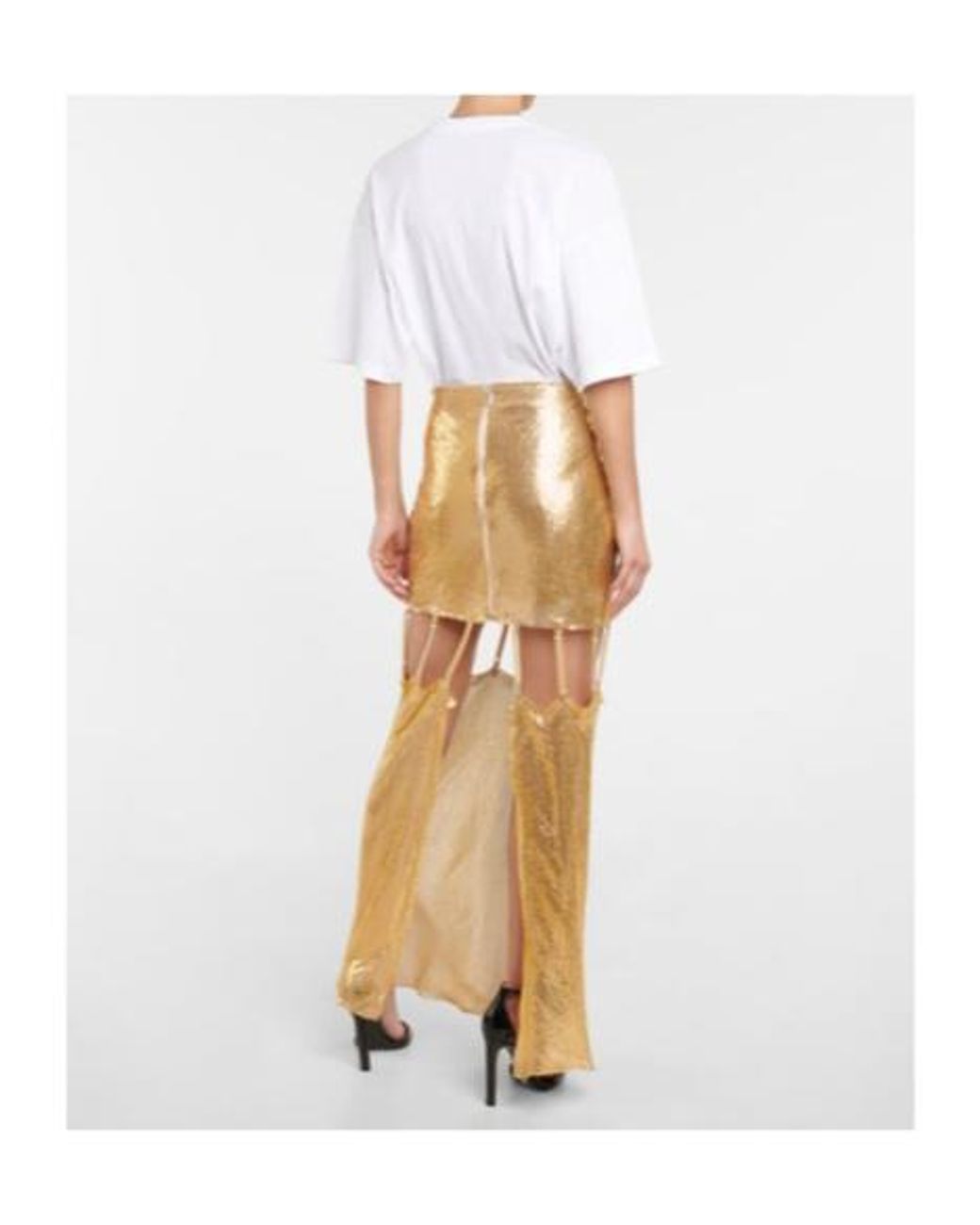 Christopher Kane Metallic Cutout Mesh Midi Skirt