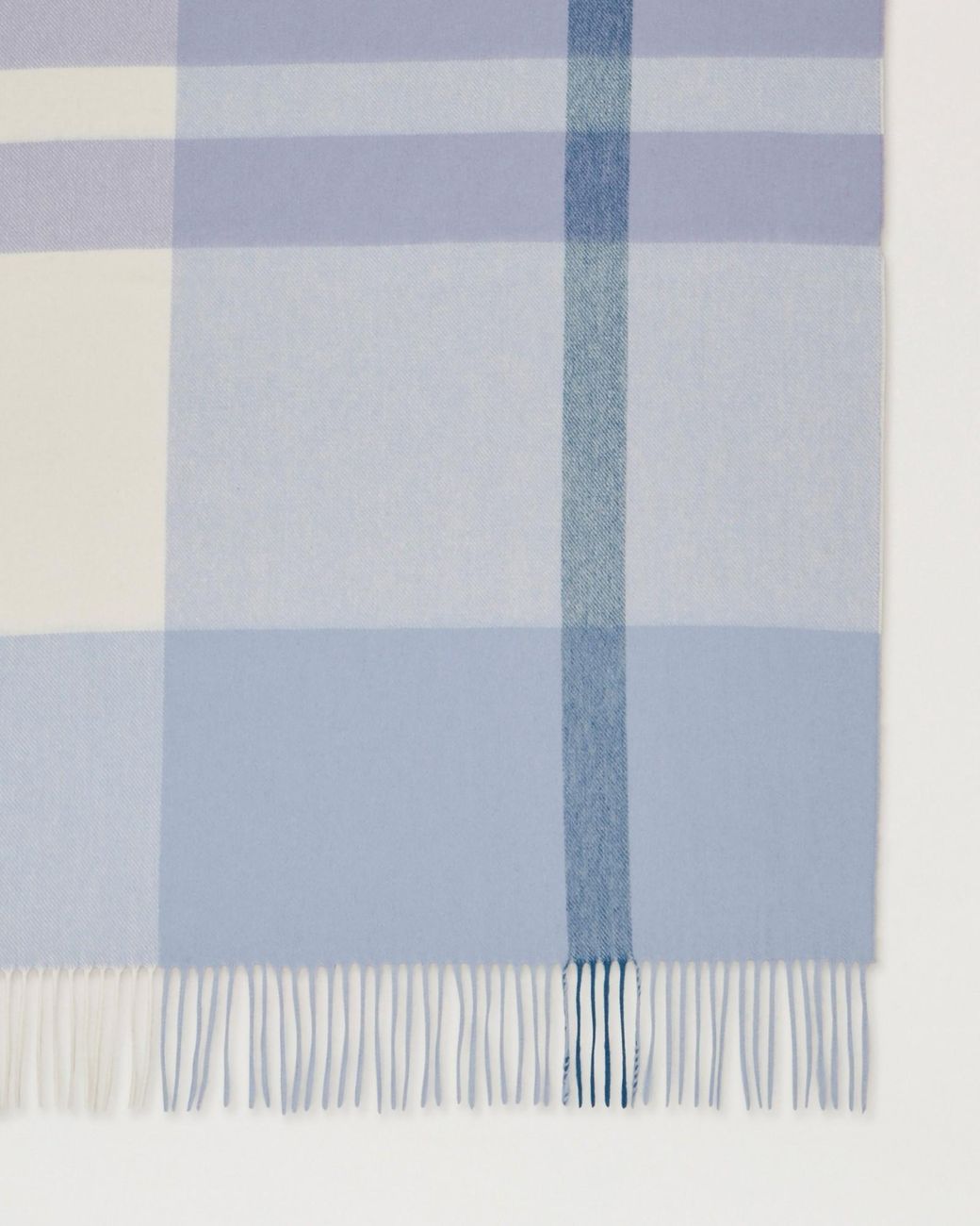 Mulberry Blue Large Plaid Wool Scarf