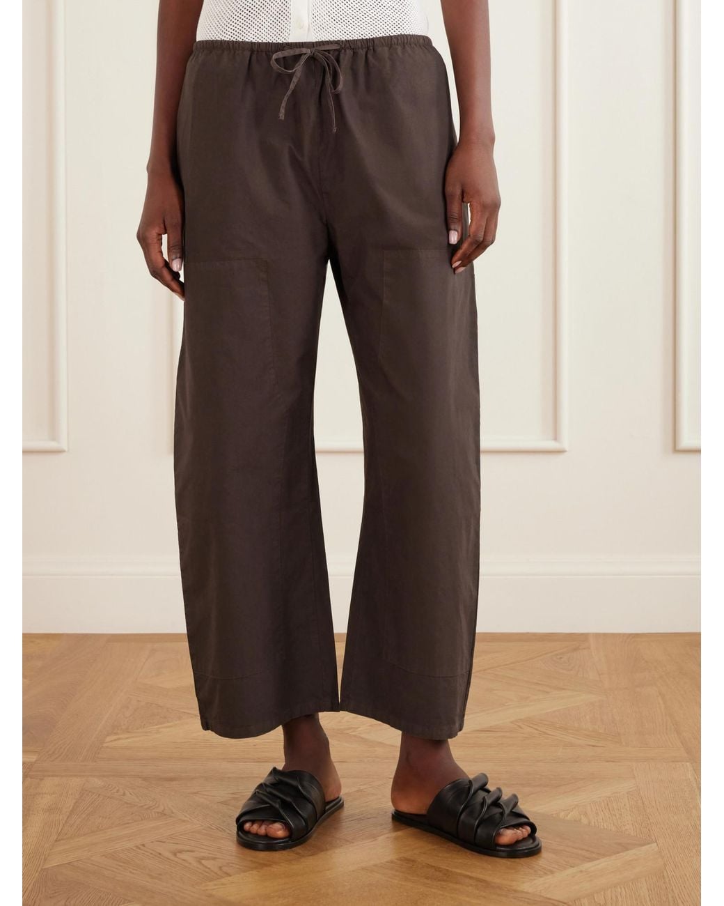 Leset Black Low-Rise Wide-Leg Pants