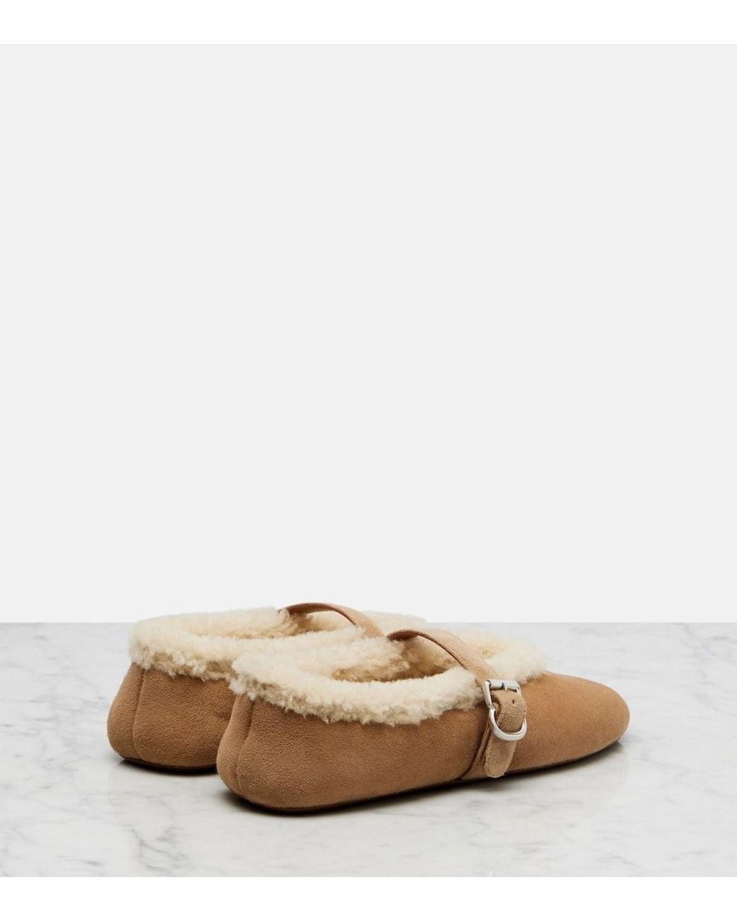 Alaïa Brown Wool-Lined Suede Flats