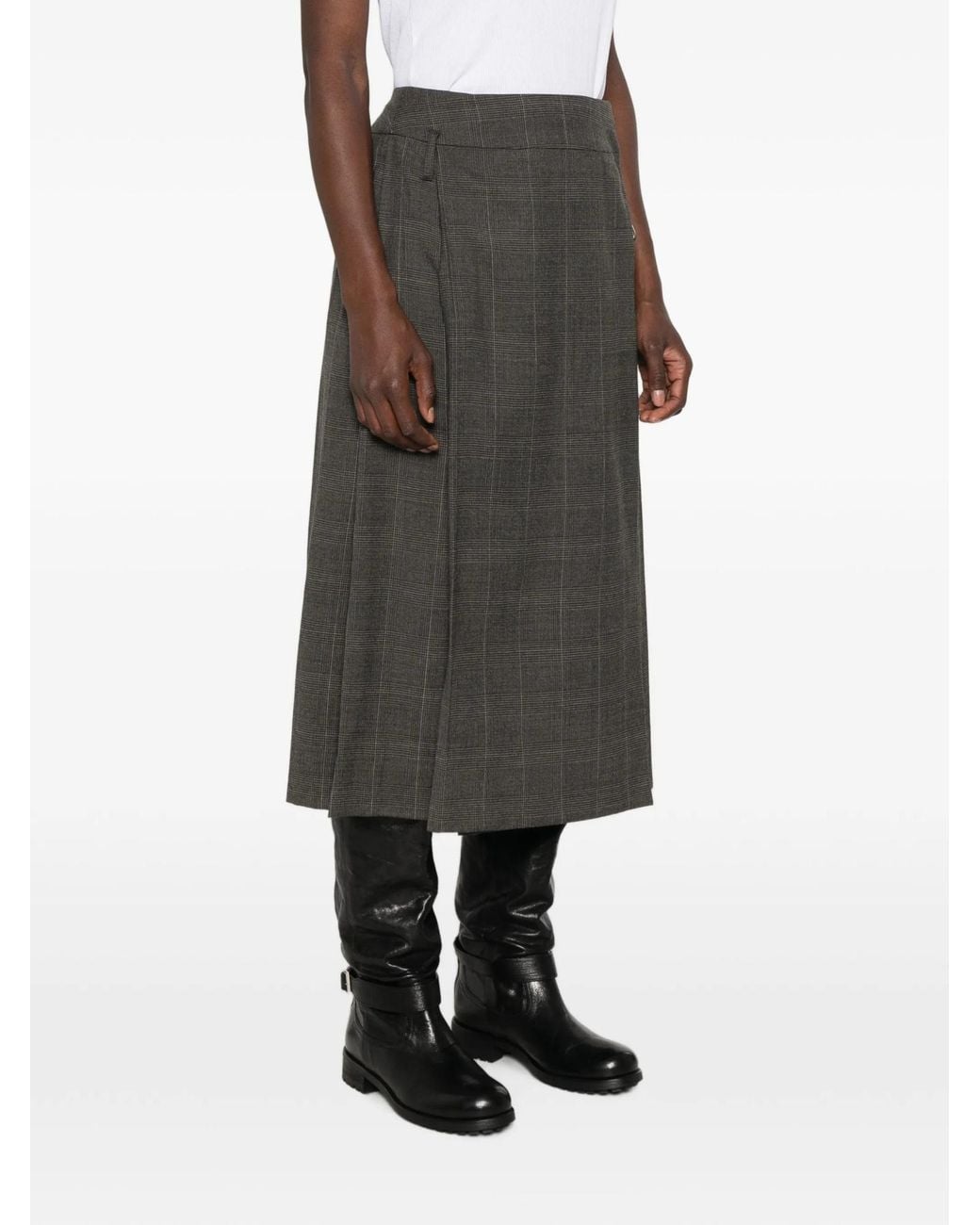 Simone Rocha Gray Prince Of Wales Check Pleated Skirt
