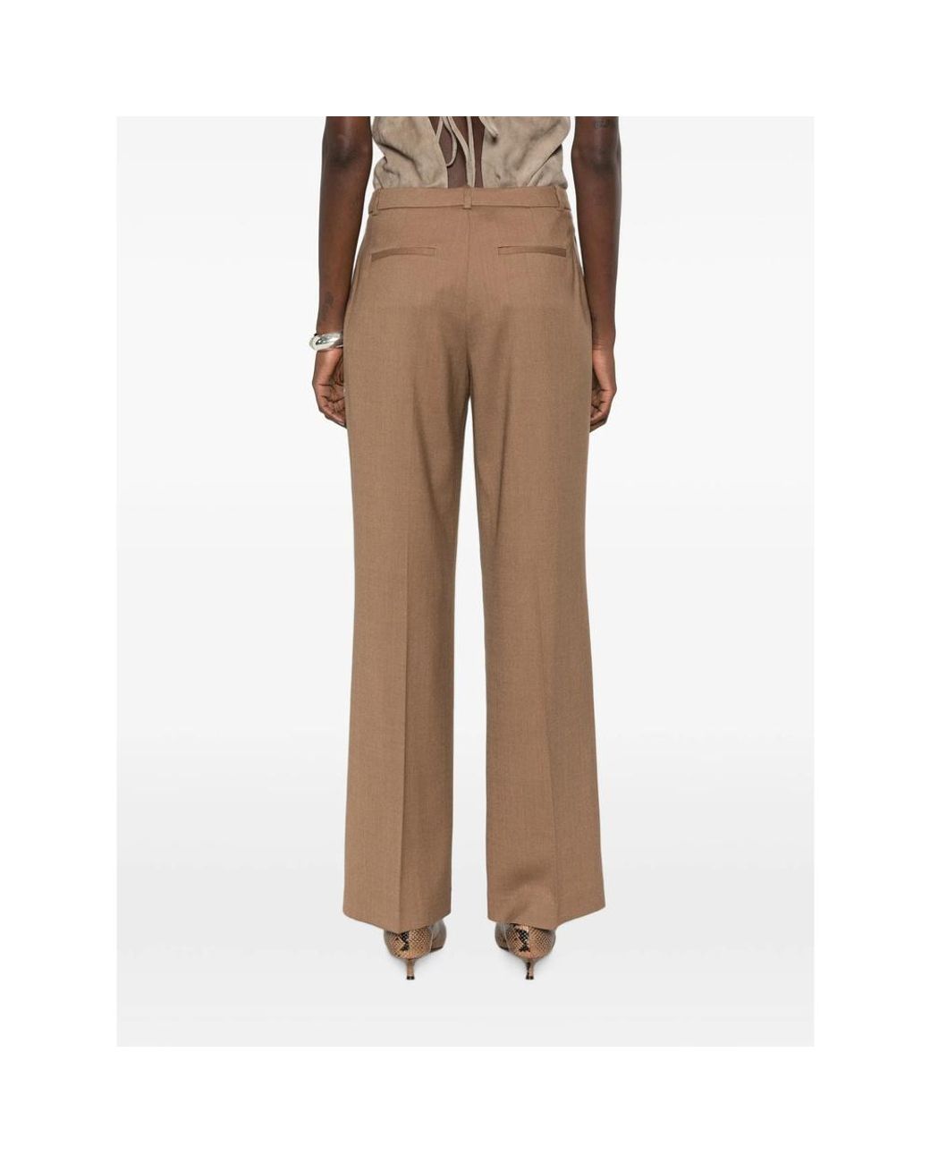 Peserico Brown Pleated Straight-Leg Trousers
