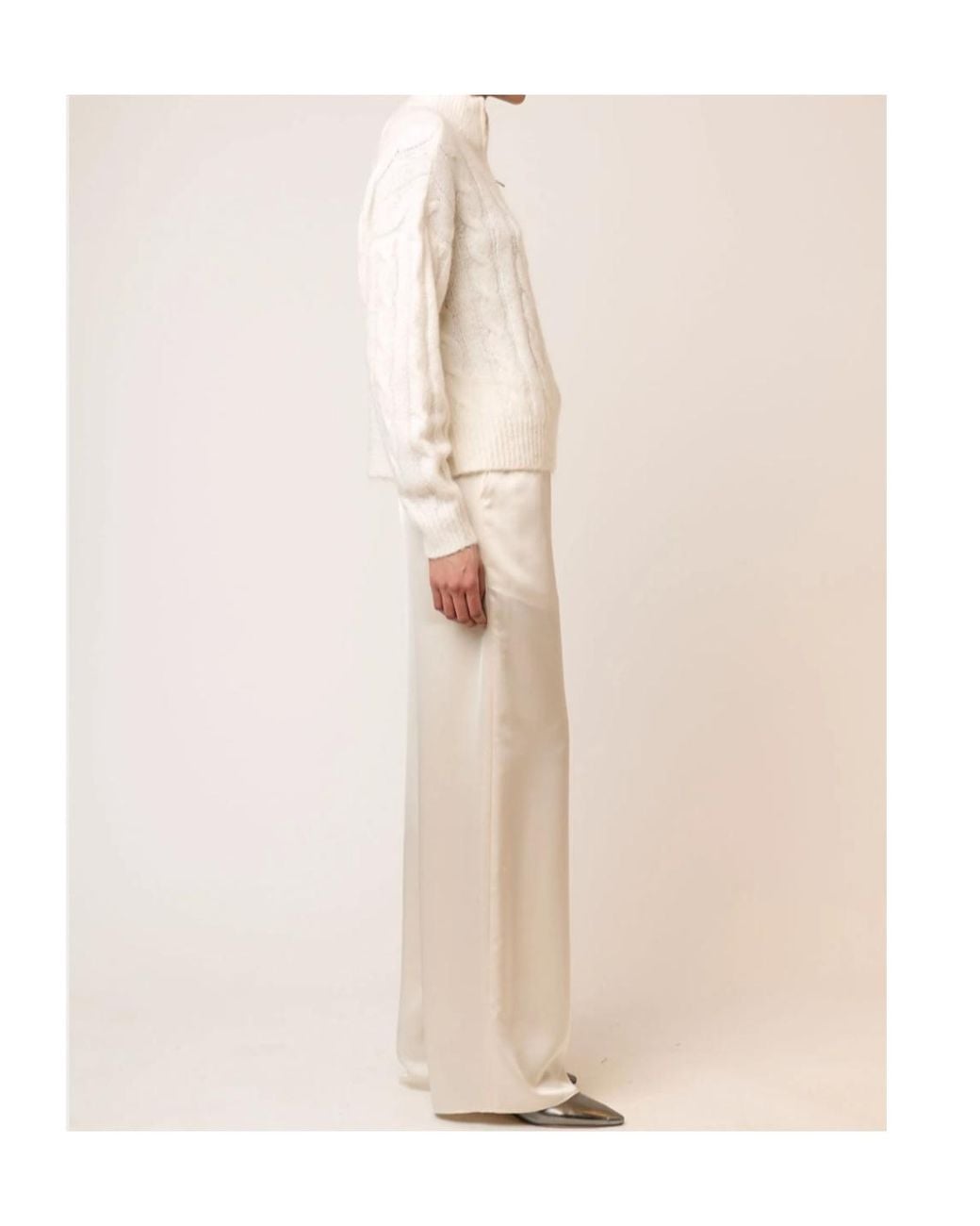 Ralph Lauren White Cable-Knit Half-Zip Sweater