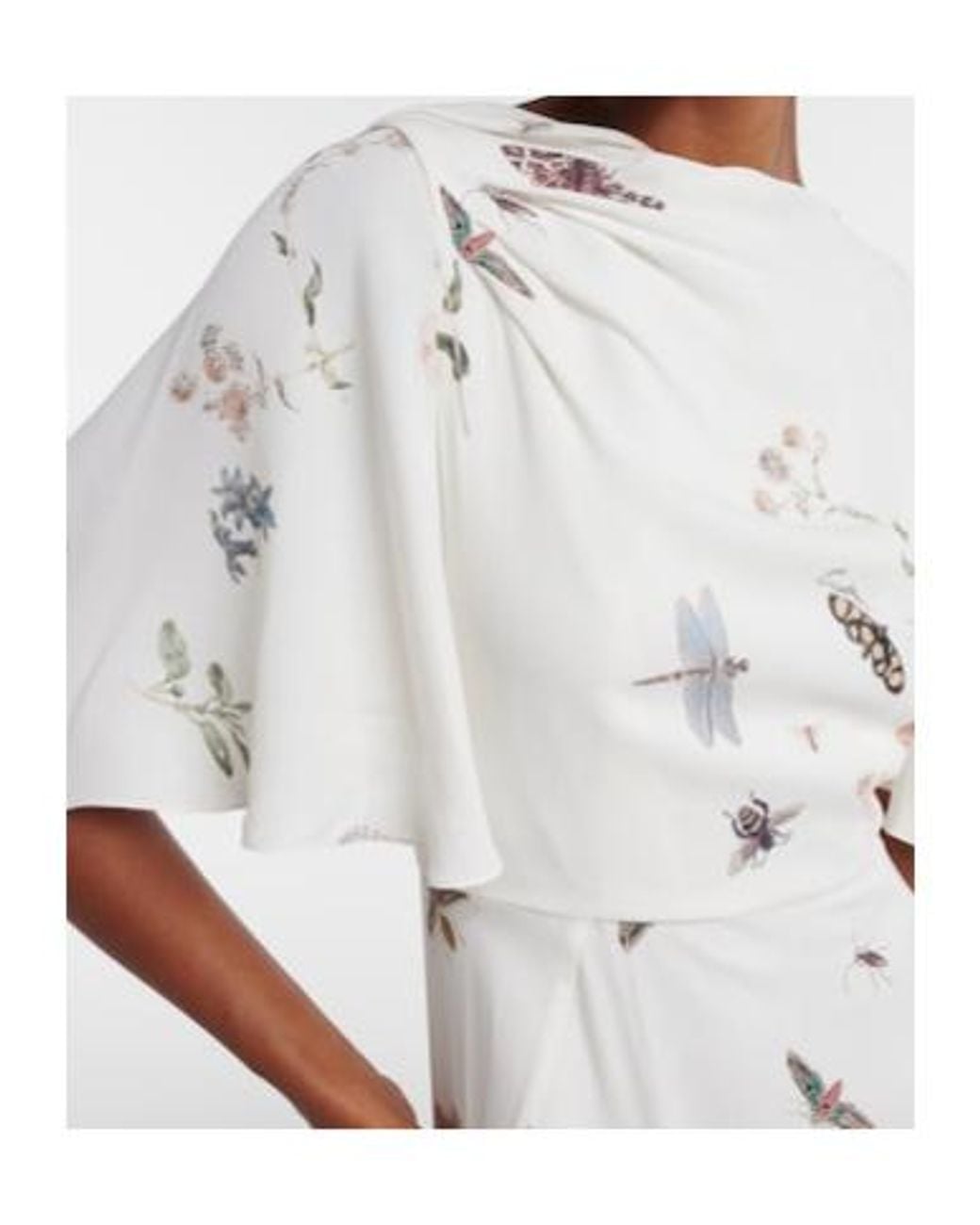 Erdem White Printed Crêpe Midi Dress