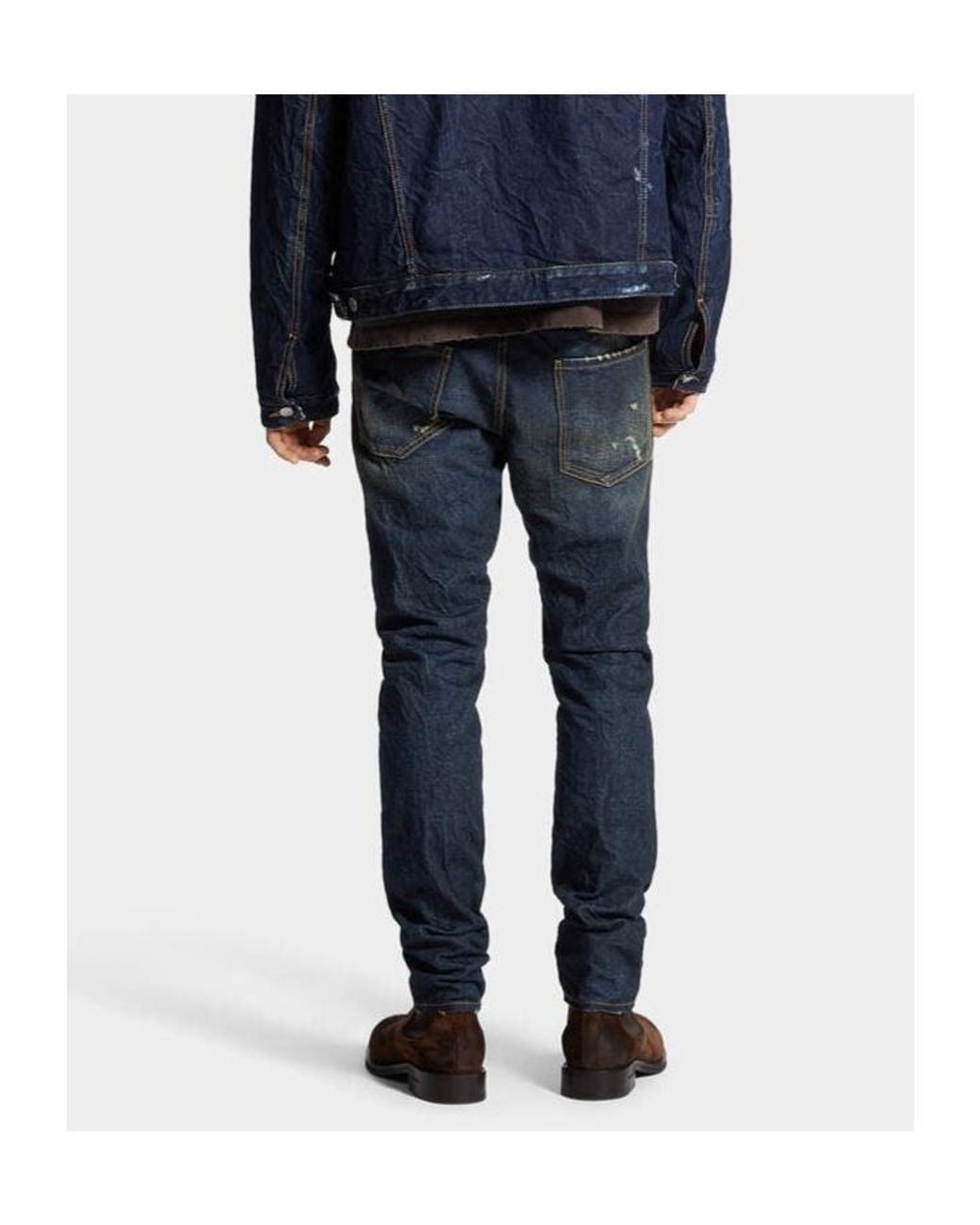DSquared² Blue Dark Desert Dust Wash Cool Guy Distressed Jeans for men