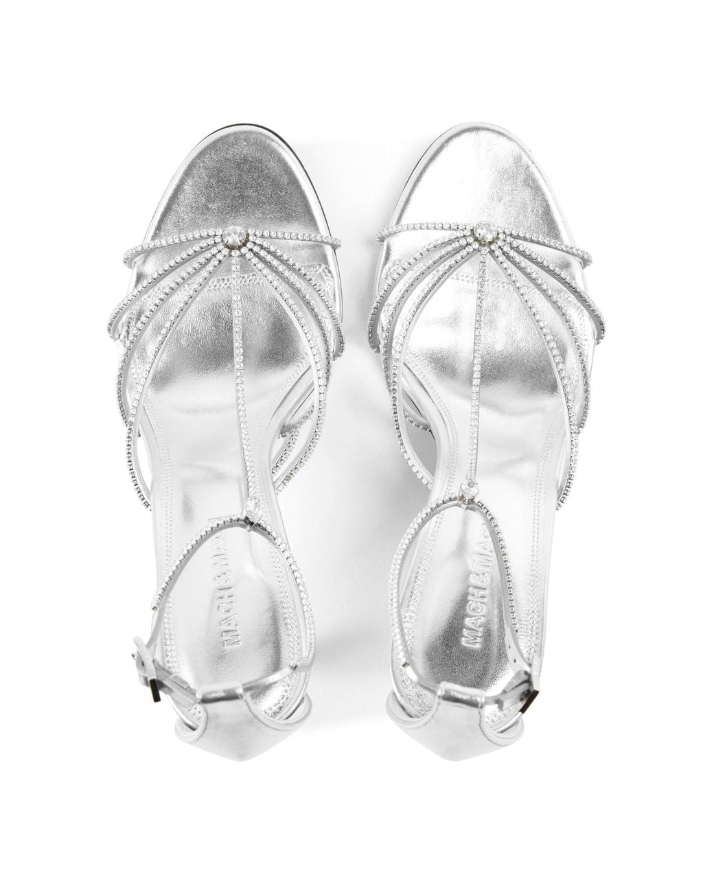 Mach & Mach White Crystal-Embellished High-Heel Sandals