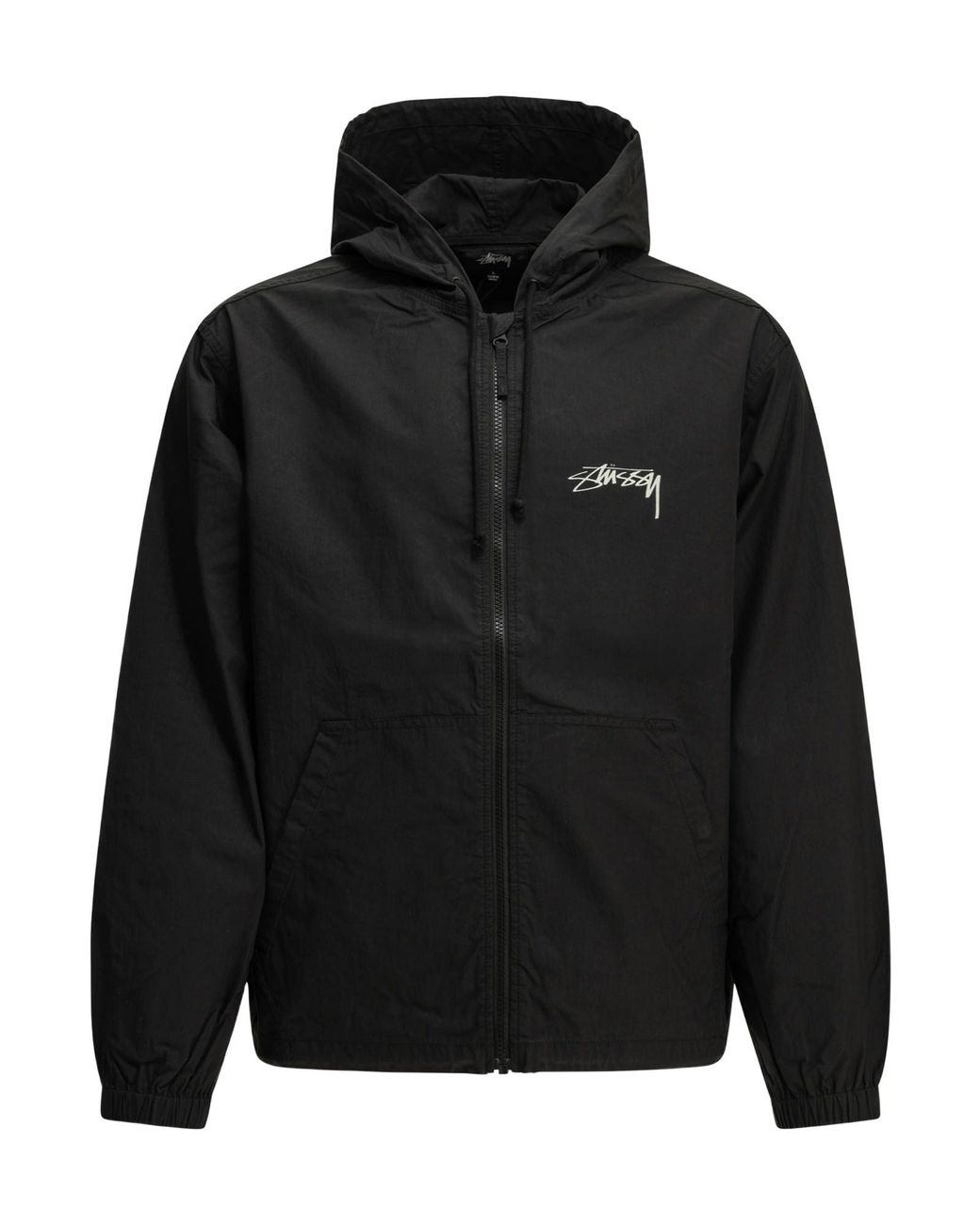 Stussy Black Stüssy Logo Zip Hooded Jacket for men