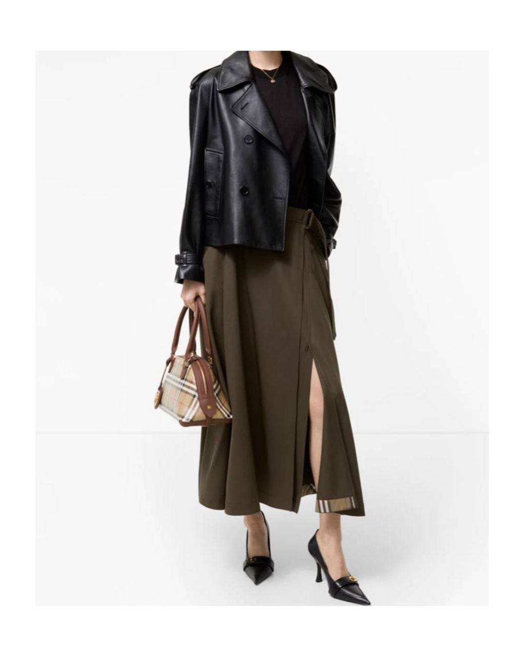 Burberry Green Belina Belted Maxi Skirt
