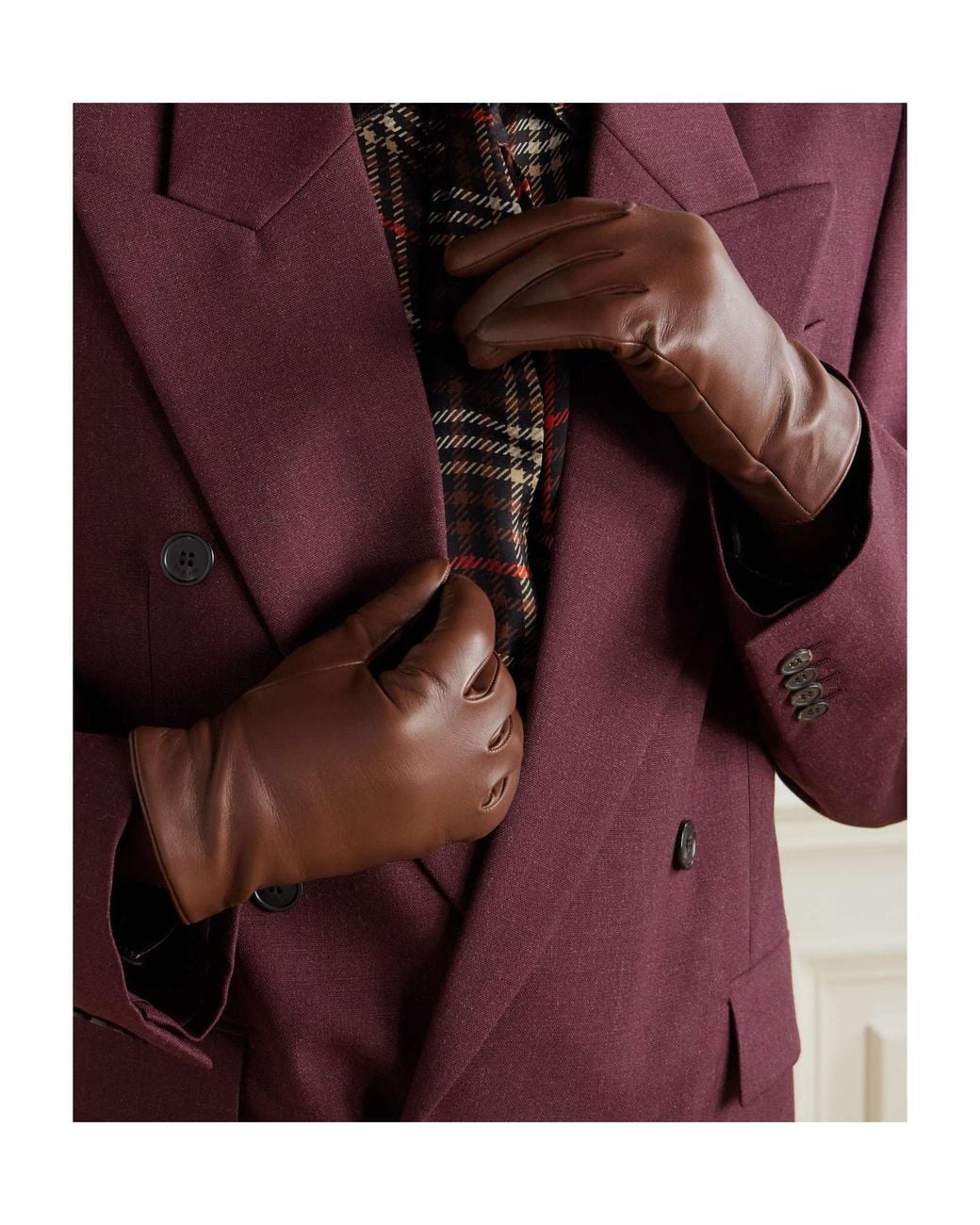Saint Laurent Brown Logo Gloves