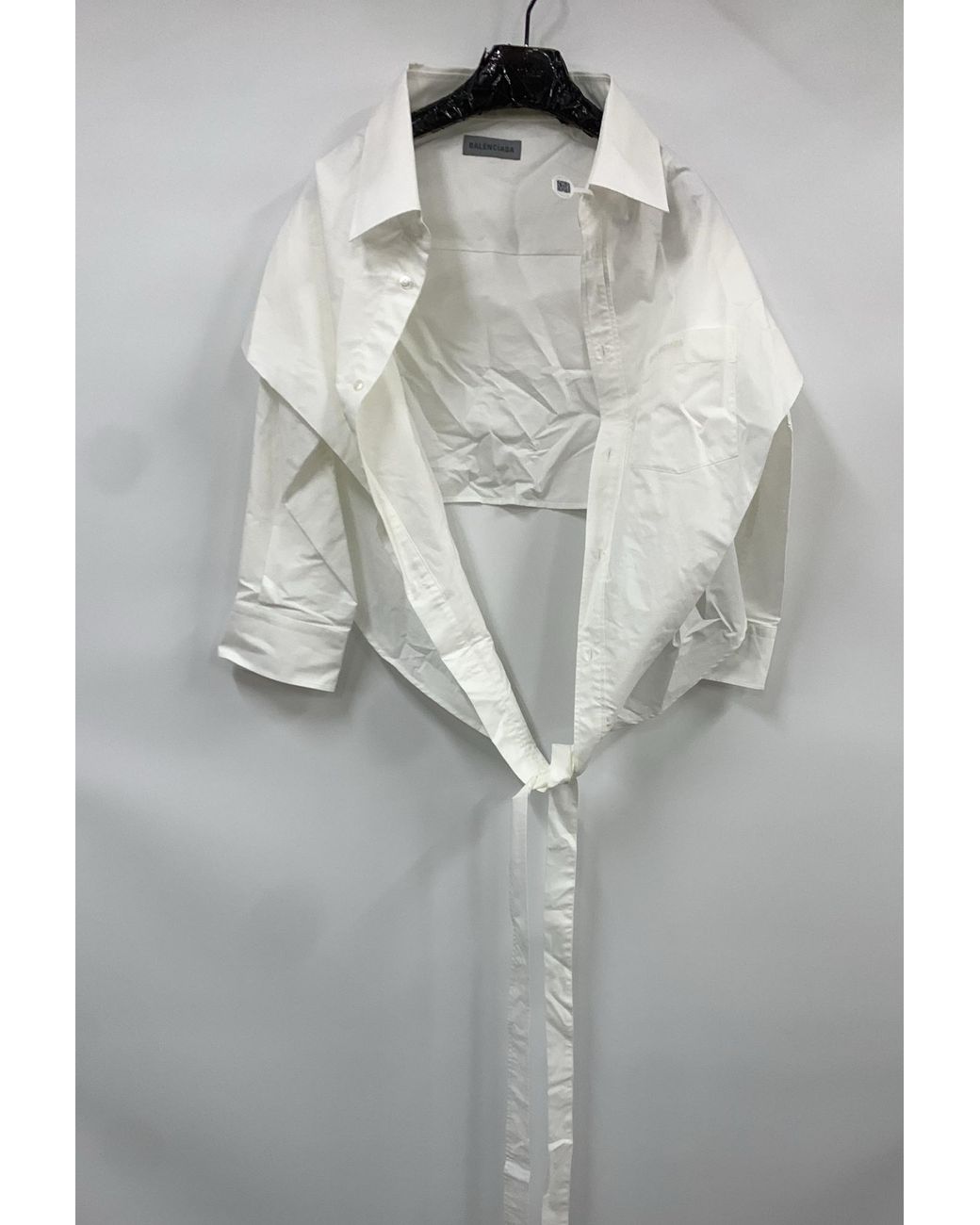 Balenciaga White Off-Shoulder Wrap Shirt
