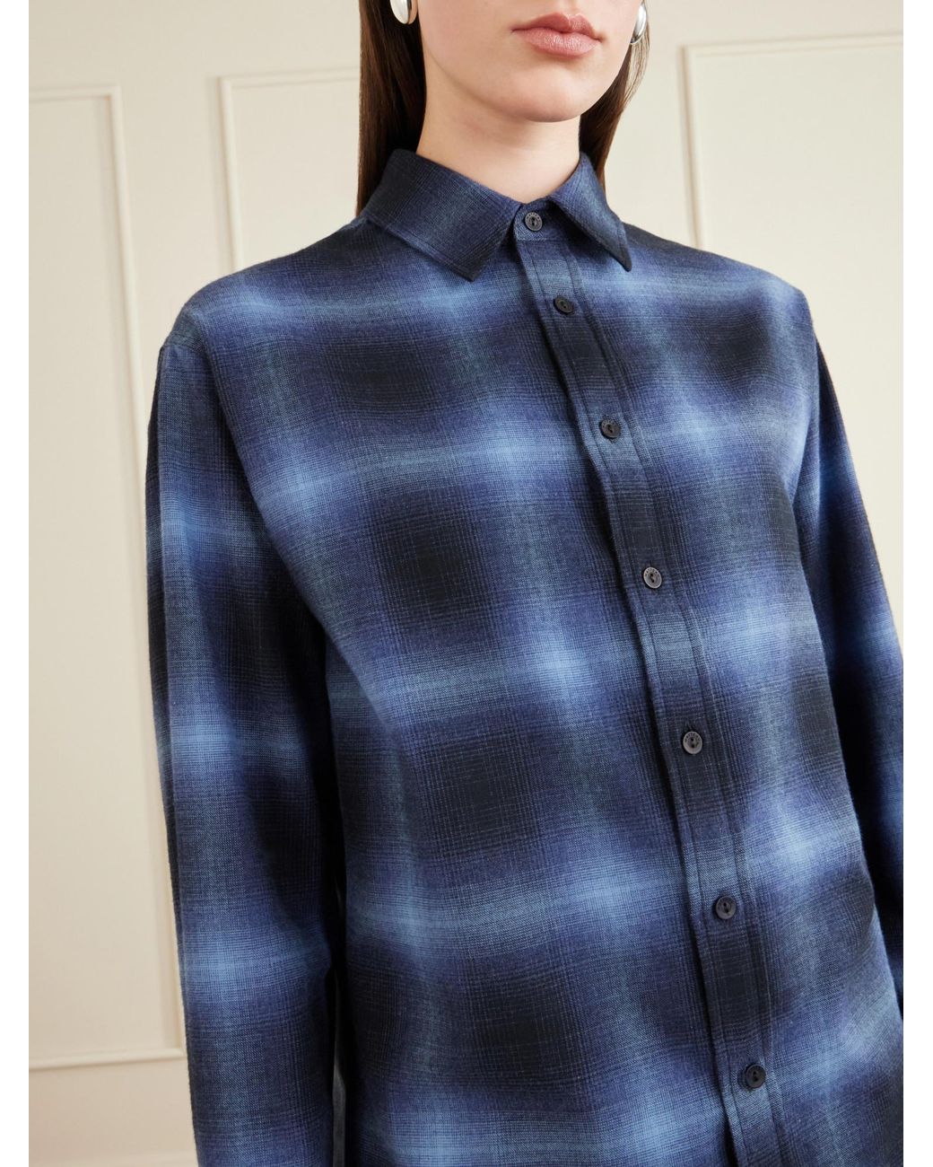 Matteau Blue Checked Cotton-Flannel Shirt