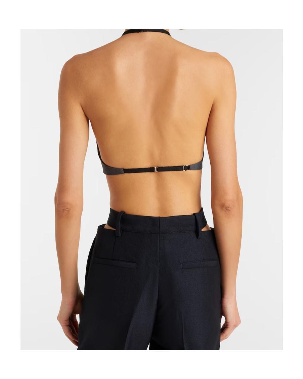 Jil Sander Blue Halterneck Virgin Wool Crop Top