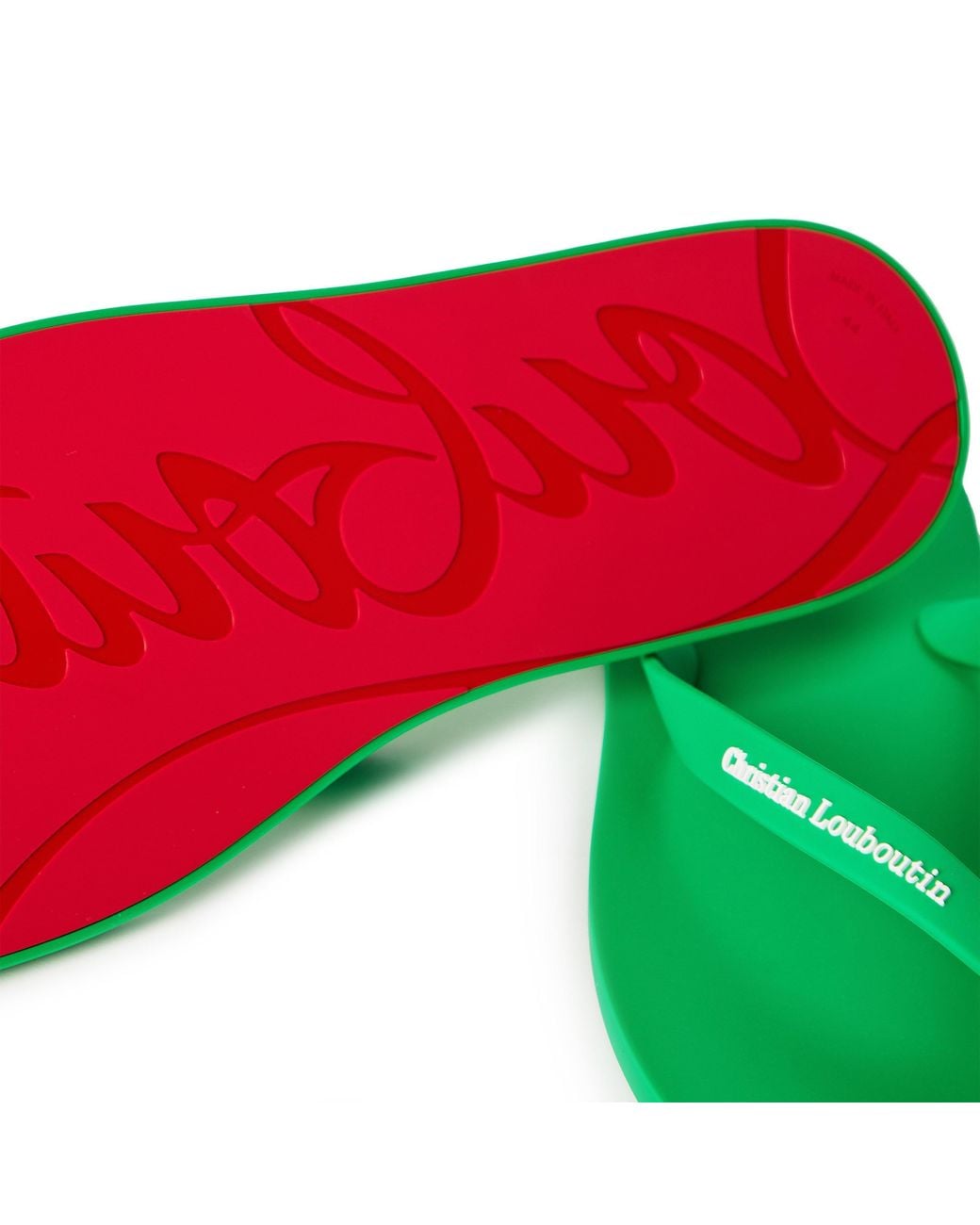 Christian Louboutin Green Solid Color Flip Flops for men