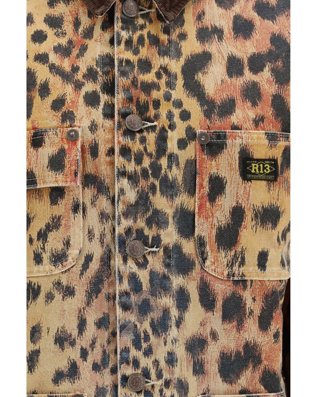 R13 Natural Relaxed Printed Chore Jacket