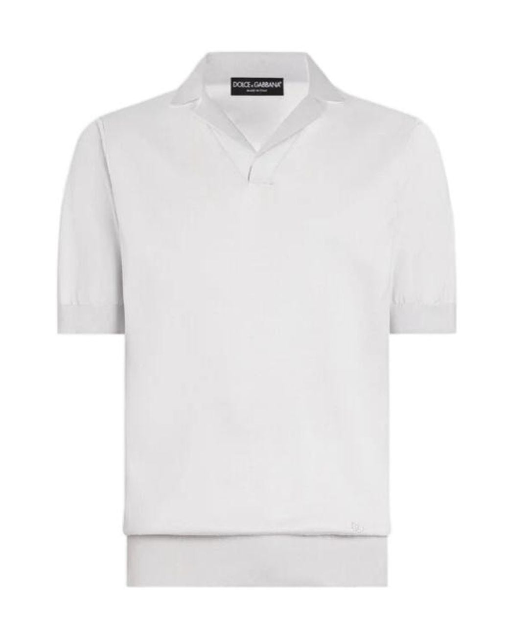 Dolce & Gabbana White Ribbed Trim Polo Shirt for men