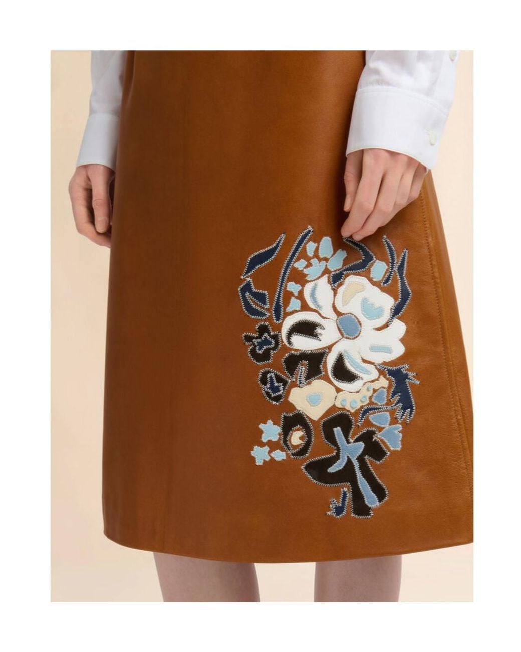 Marni Brown Floral Patterned Flared Midi Skirt