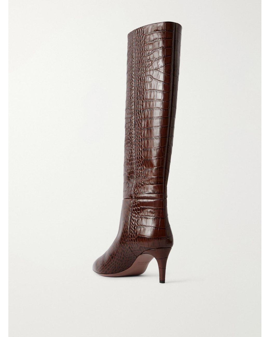 Paris Texas Brown Croc-Effect Knee Boots