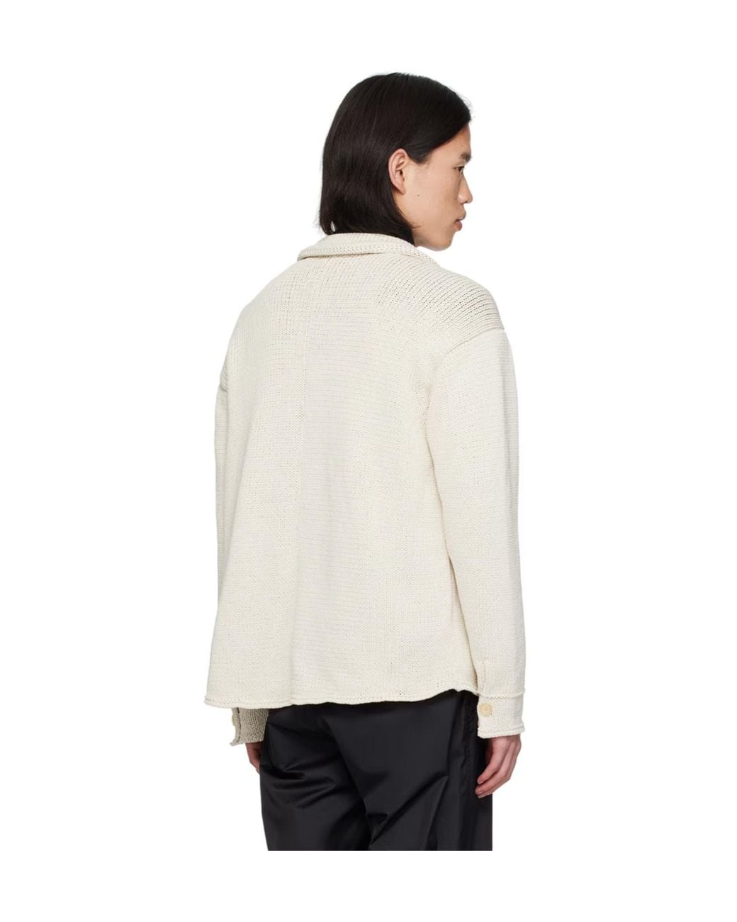 Auralee White Long-Sleeve Cotton Cardigan for men