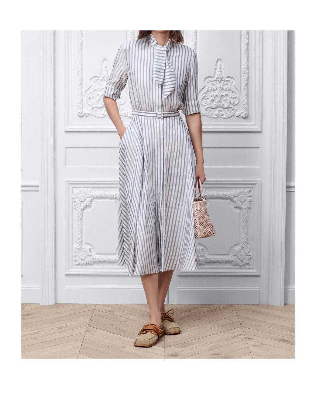 Dior White Mid-Length Belted Dress