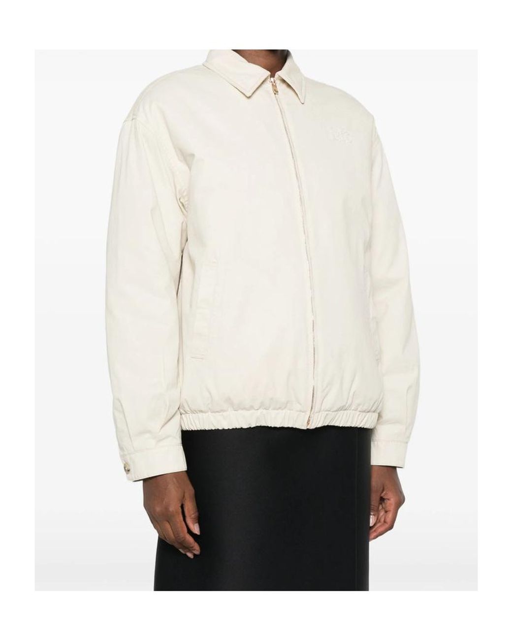 Miu Miu Natural Logo-Embroidered Zip-Up Jacket
