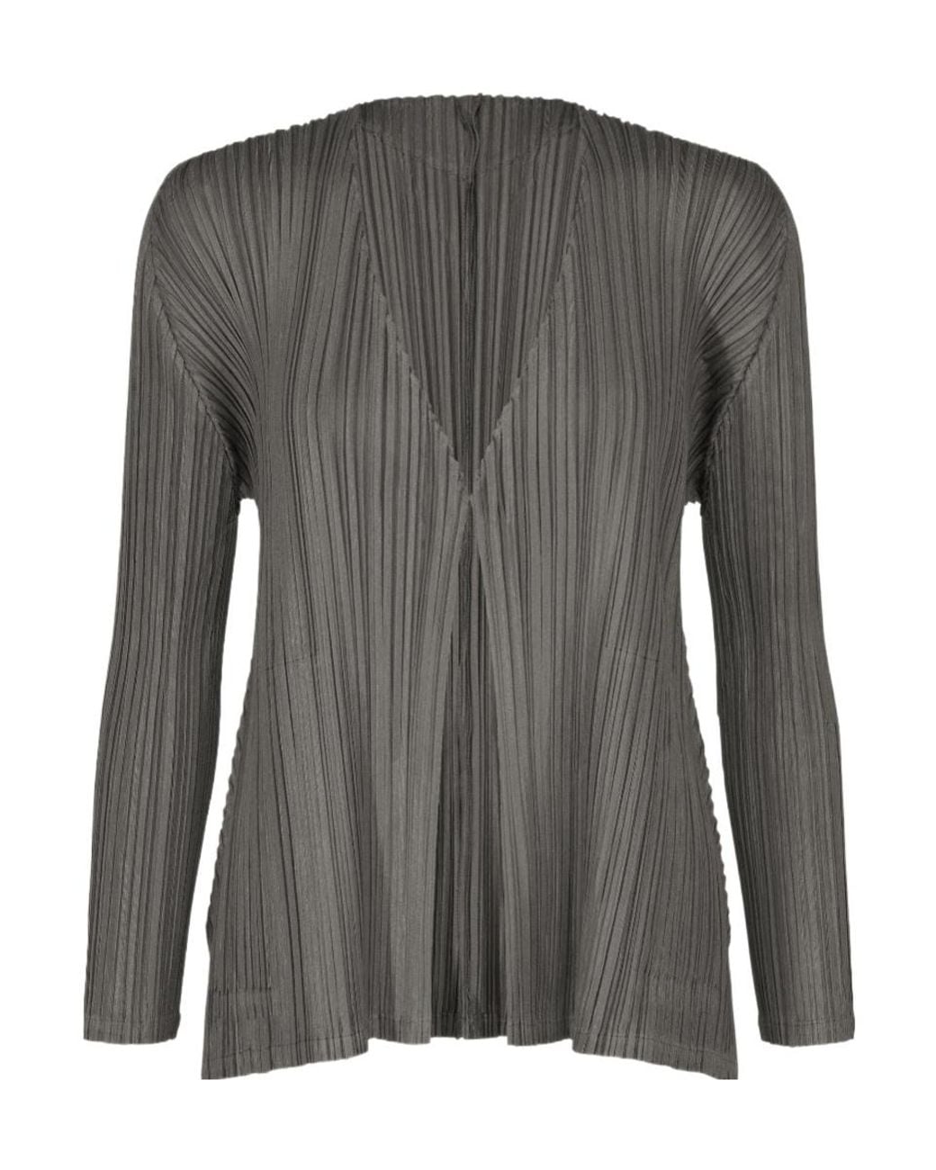 Pleats Please Issey Miyake Gray Mellow Pleats Cardigan