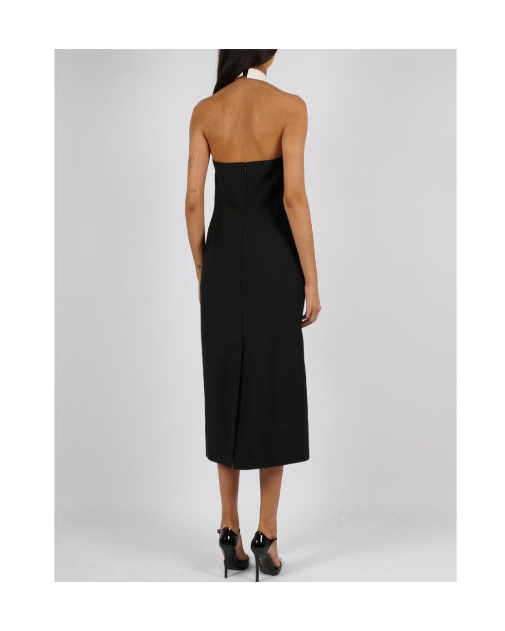 Valentino Black Open Back Sleeveless Midi Dress