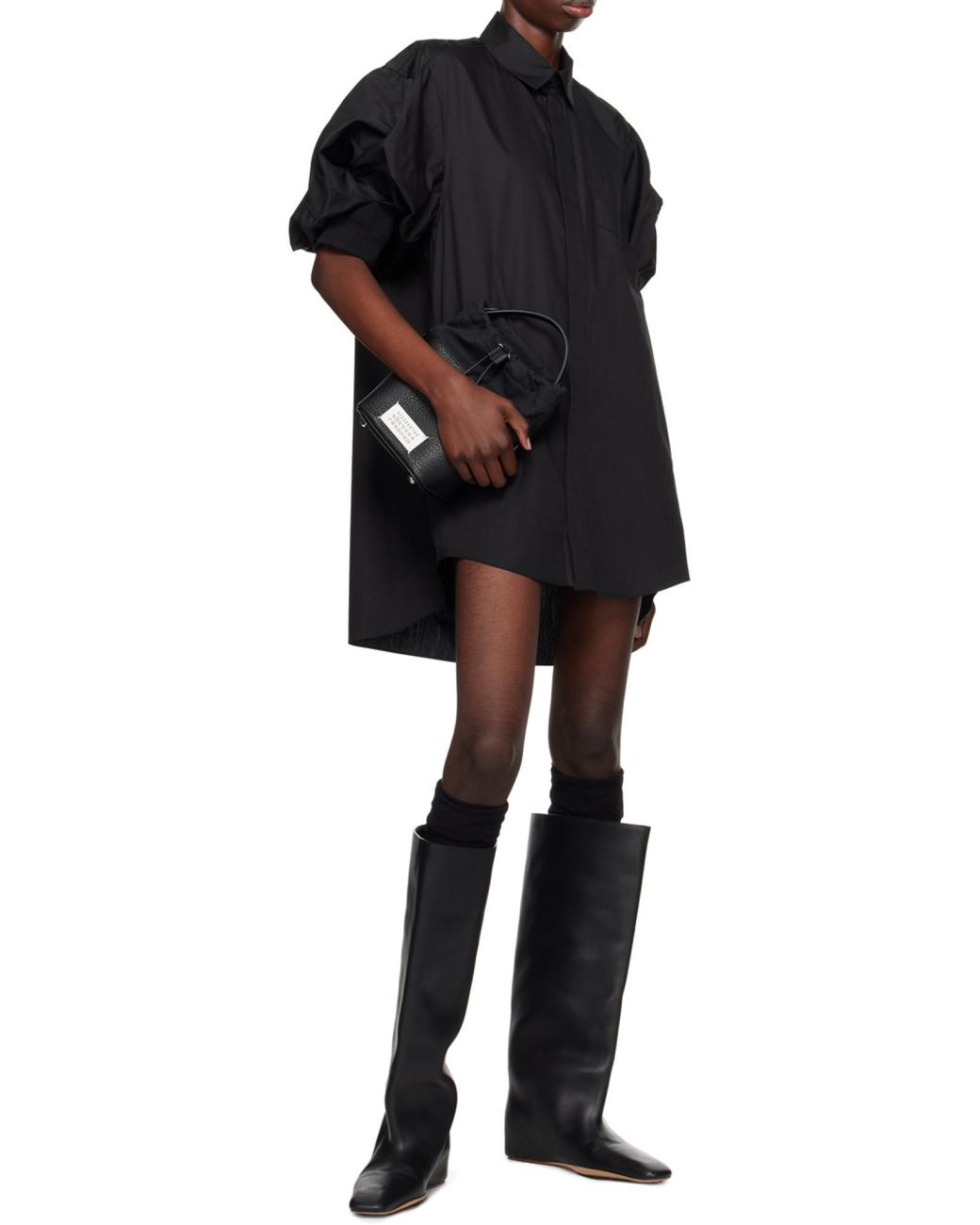 Sacai Black Balloon-Sleeve Mini Dress