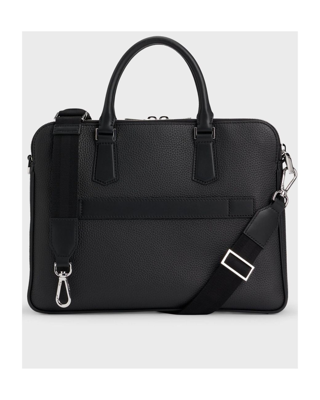 Boss Black Leather Laptop Bag for men