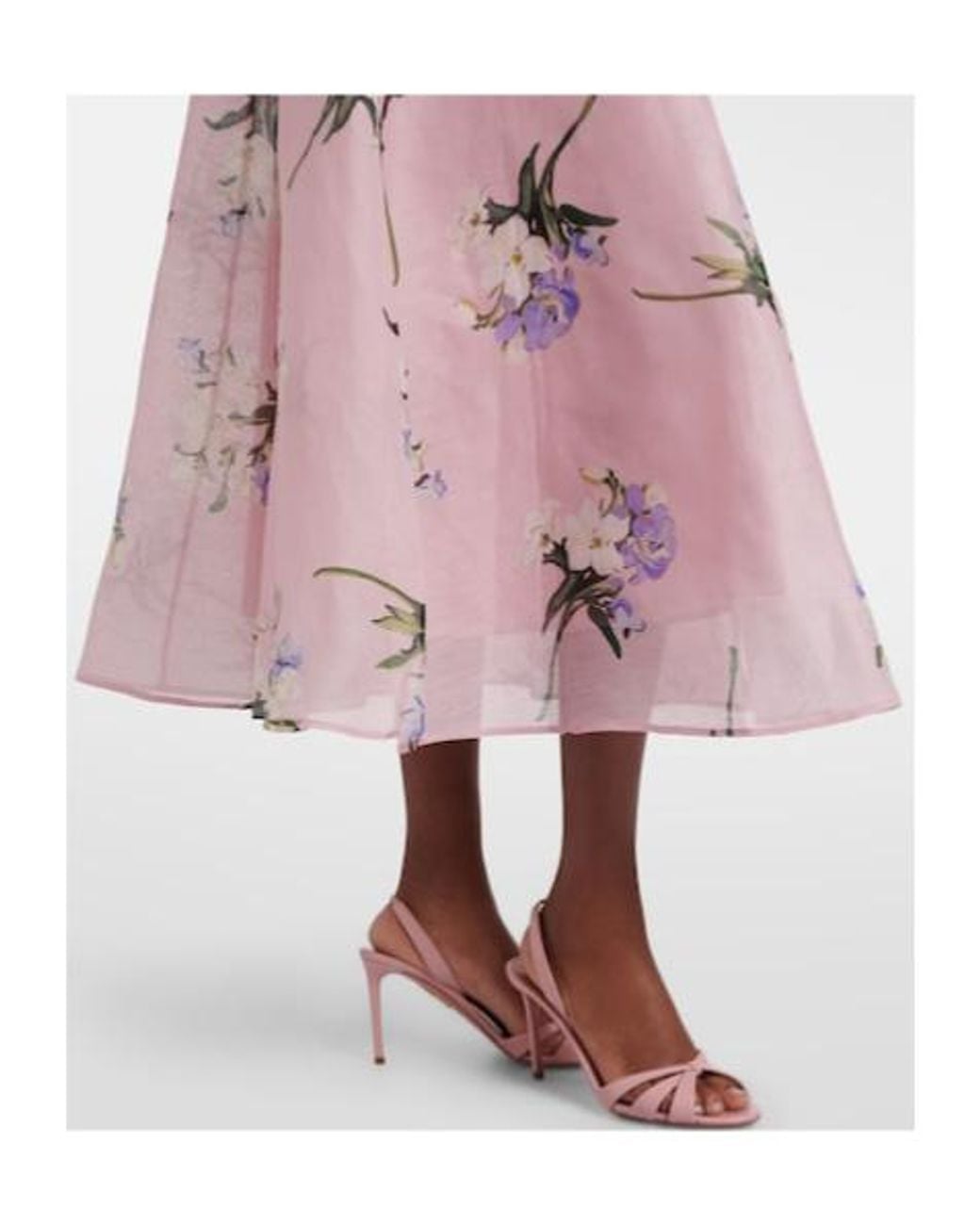 Leo Pink Katrina Floral Linen And Silk Midi Dress