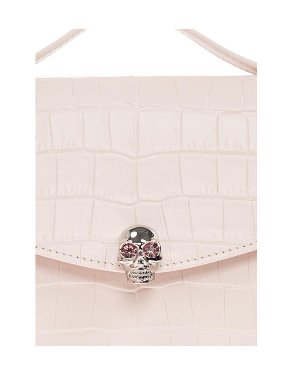 McQueen Natural Skull Embossed Top Handle Bag