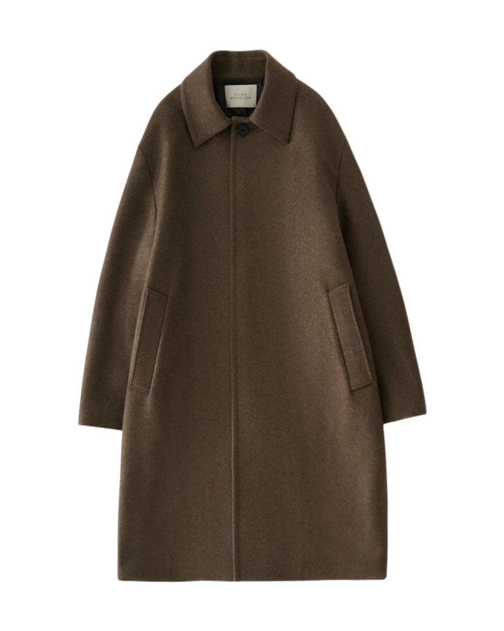 Studio Nicholson Brown Long-Sleeved Coat With A Lapel Collar for men