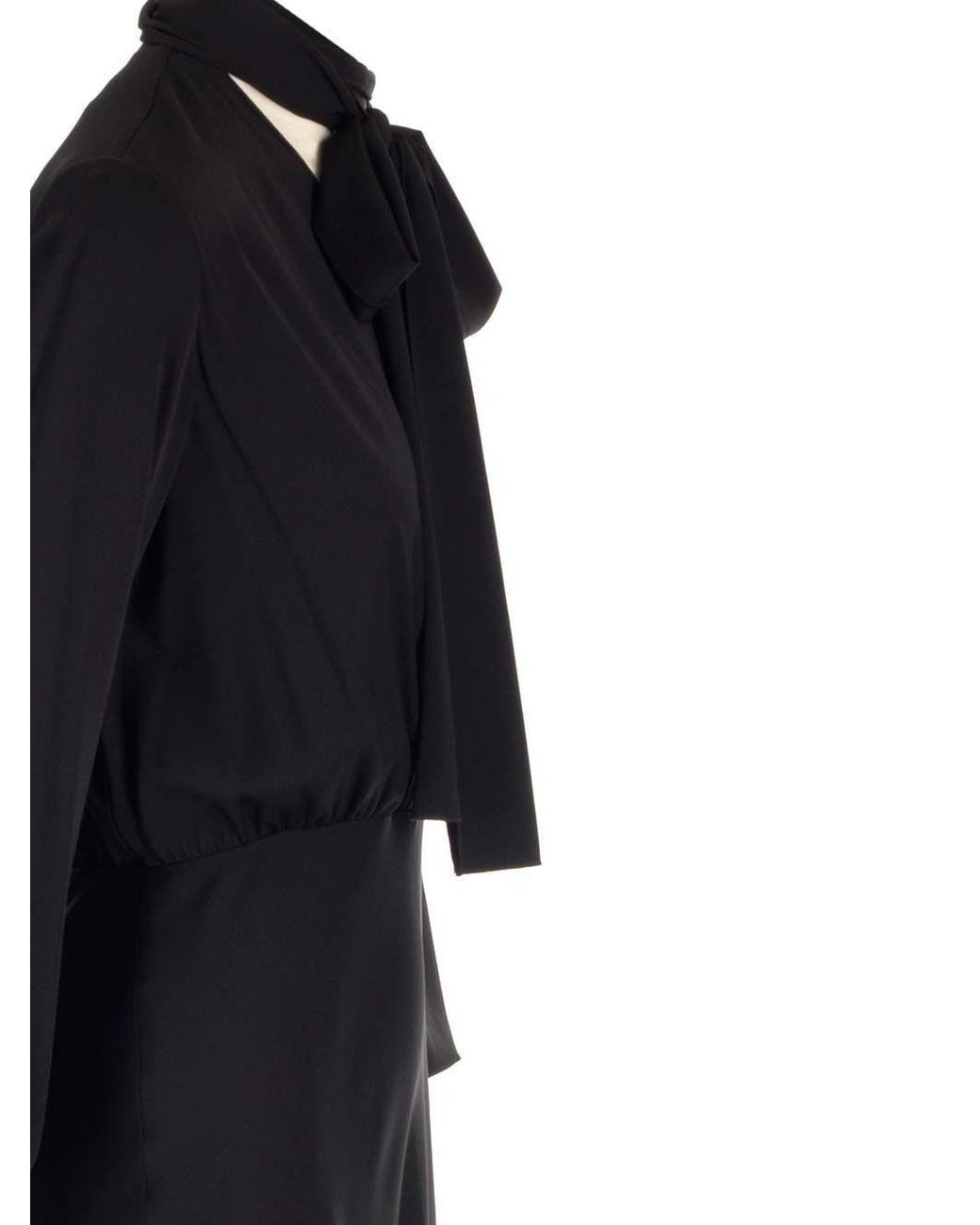 Sportmax Black Pussy-Bow Long-Sleeved Dress