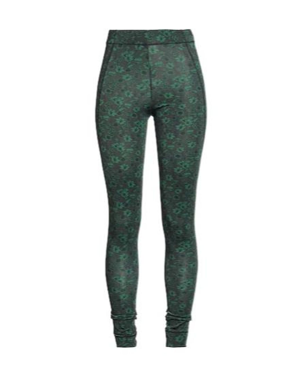 Ganni Green High-Waisted Stretch Floral Leggings