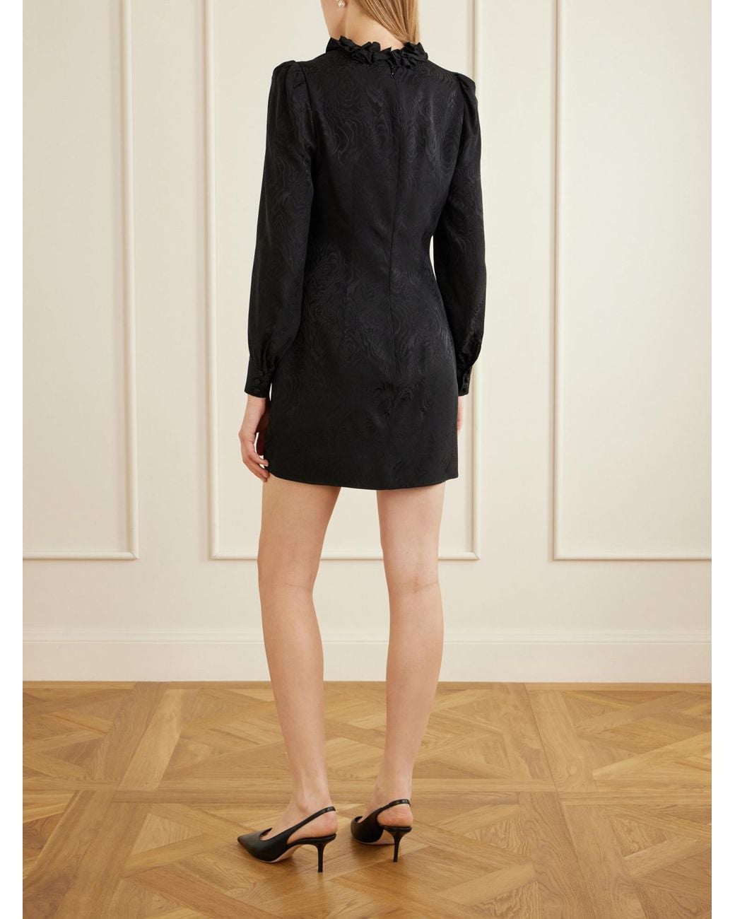 Alessandra Rich Black Silk-Jacquard Mini Dress