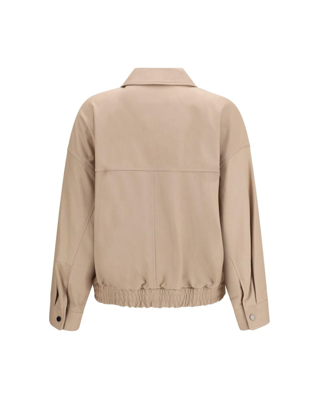 Brunello Cucinelli Natural Leather Bomber Jacket