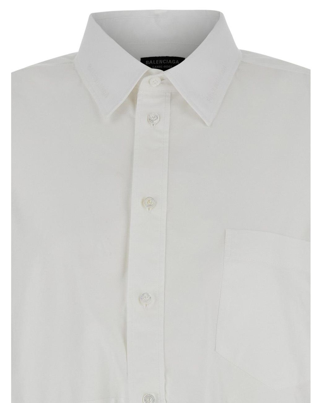 Balenciaga White Chest Pocket Long-Sleeved Shirt