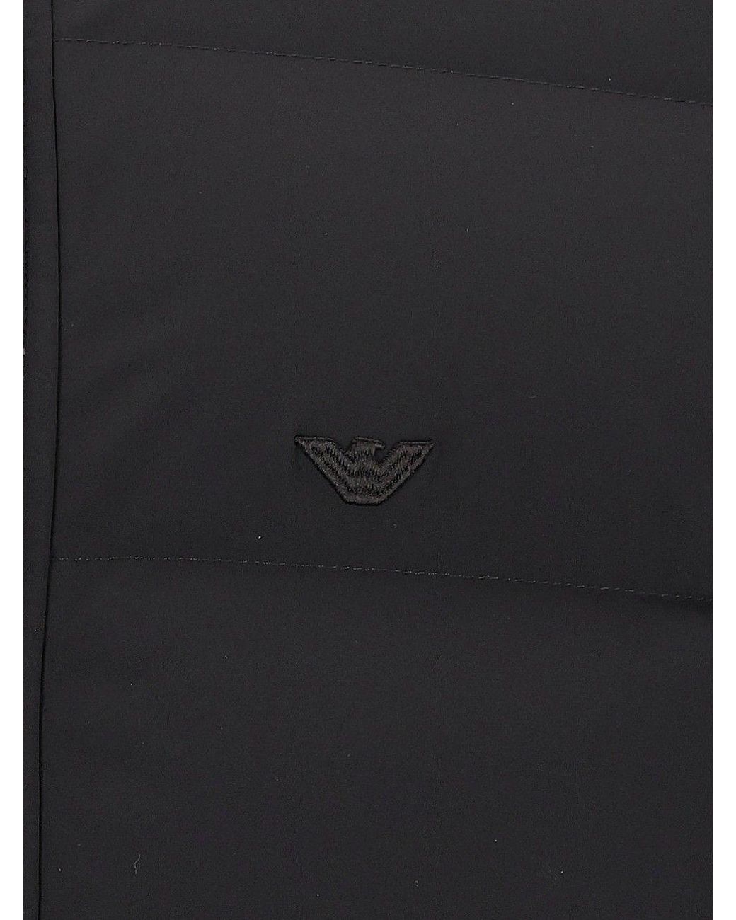 Emporio Armani Black Quilted Zip-Up Down Jacket for men