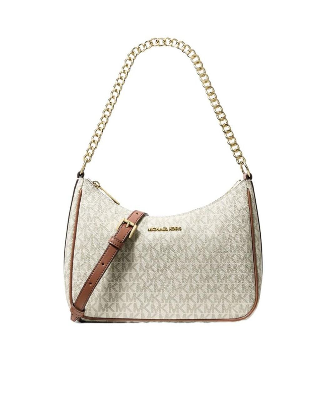 Michael Kors White Jet Set Travel Large Signature Logo Convertible Crossbody Bag