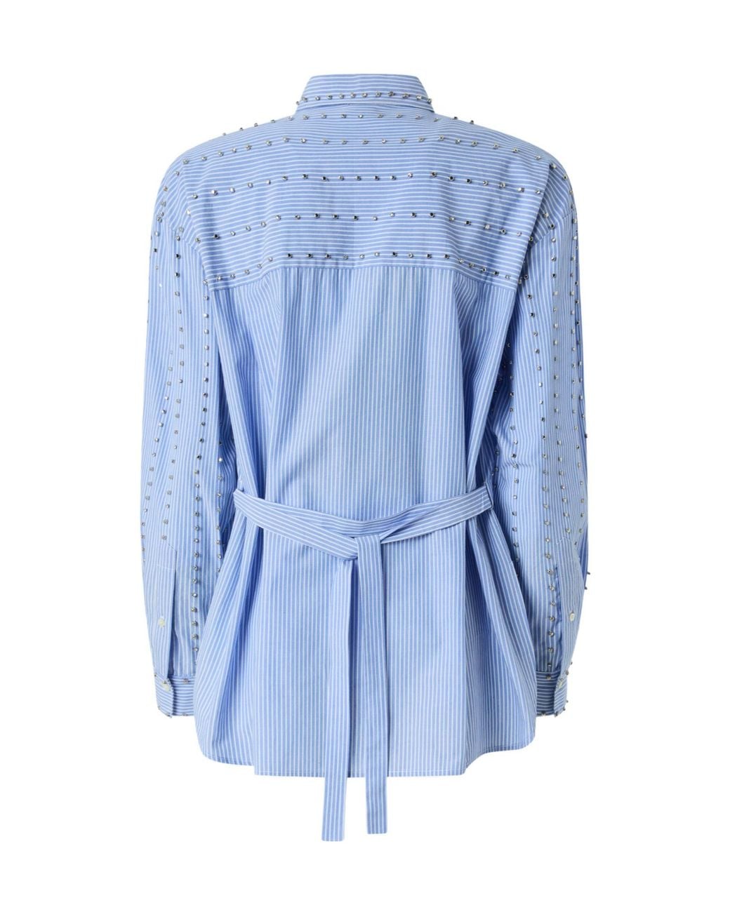 Pinko Blue Strap Fastened Striped Embellished Shirt